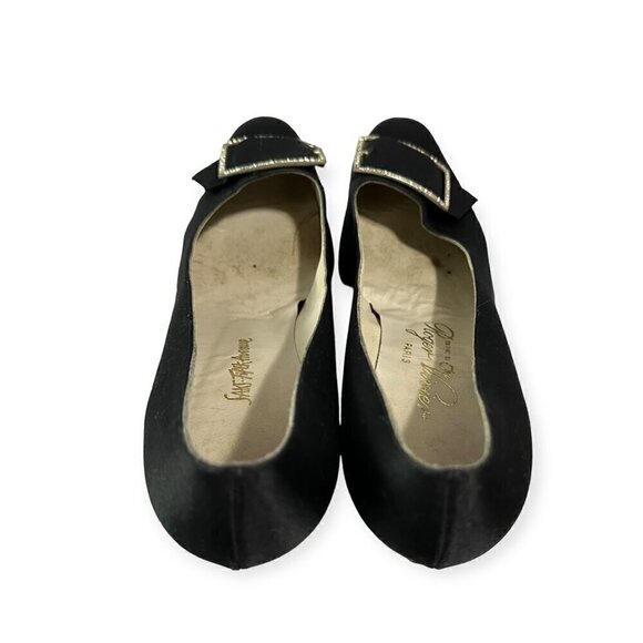 Vintage 60s Roger Vivier Black Satin Evening Pumps with Rhinestone Buckles - Picture 14 of 14